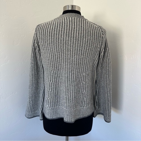St. John Gray Wool Blend Striped Knit Button Up Cardigan Size M - Picture 10 of 16